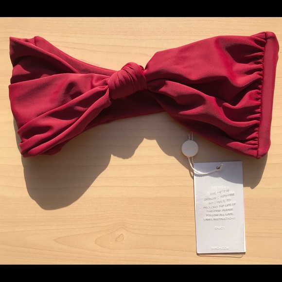 Free People Mikoh Bikini Top Magenta Pomegranate Red Knotted Carmel Basic Lined - Picture 6 of 8